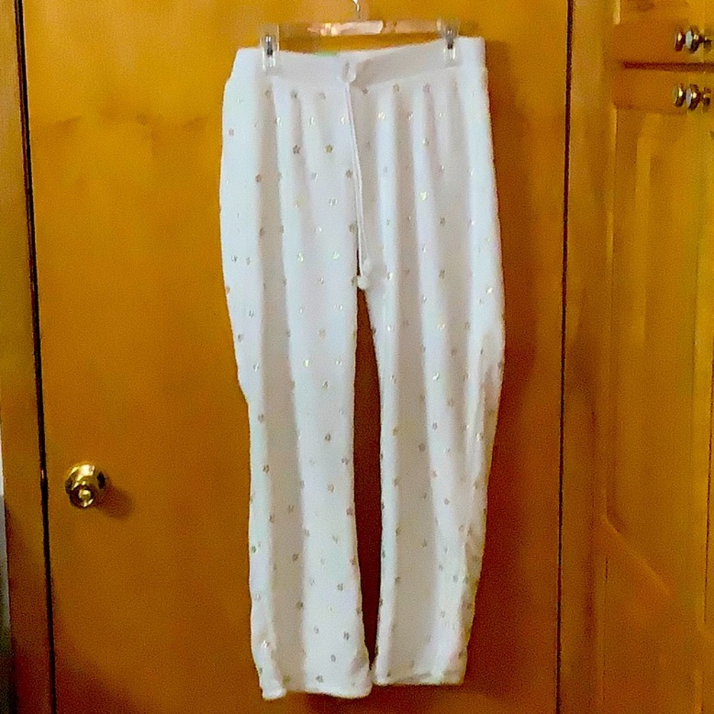 Juniors sleepwear. size L/G . Color white  with gold stars. Warm and comfy.